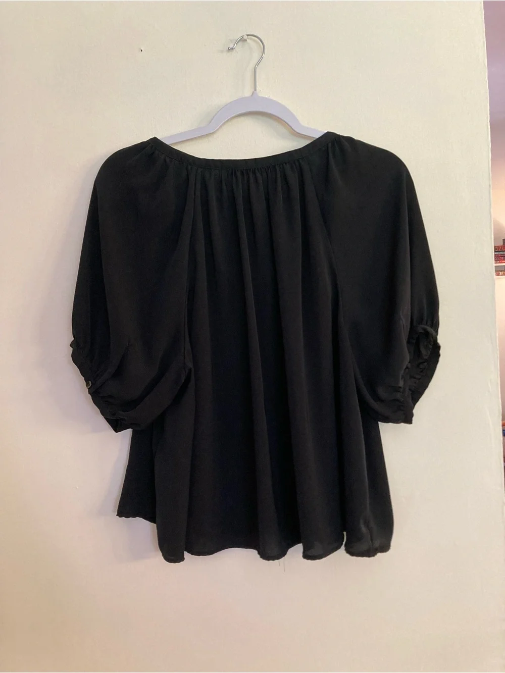 Abercrombie Black Peasant Blouse - Relaxed Button-Front Top